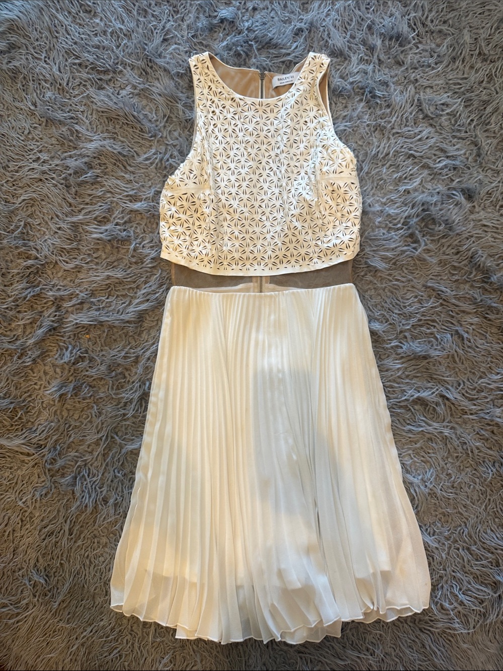 Bailey 44 White Laser-Cut Crop Top & Pleated Skirt Set